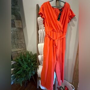 Orange flutter sleeve jumpsuit - NWT! 3X